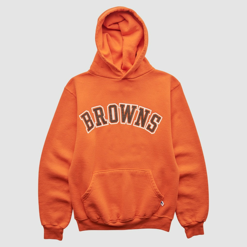 Cleveland Browns Russell 90s Hooded Pullover Sweatshirt - Orange Vintage sale