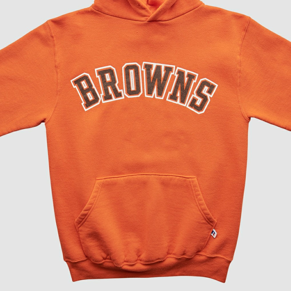 Cleveland Browns Russell 90s Hooded Pullover Sweatshirt - Orange Vintage sale