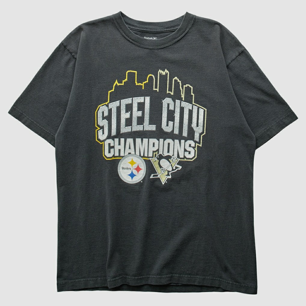 Pittsburgh Steelers Reebok 2009 T-shirt - Charcoal Vintage on sale