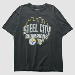 Pittsburgh Steelers Reebok 2009 T-shirt - Charcoal Vintage on sale