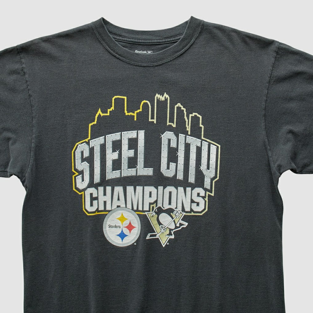 Pittsburgh Steelers Reebok 2009 T-shirt - Charcoal Vintage on sale