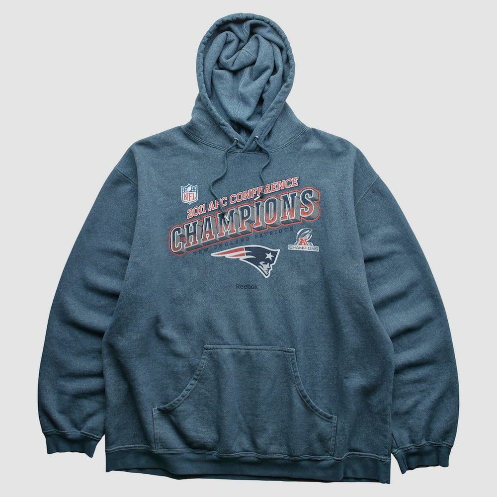 New England Patriots Reebok 2011 Hooded Pullover Sweatshirt - Blue Vintage discount