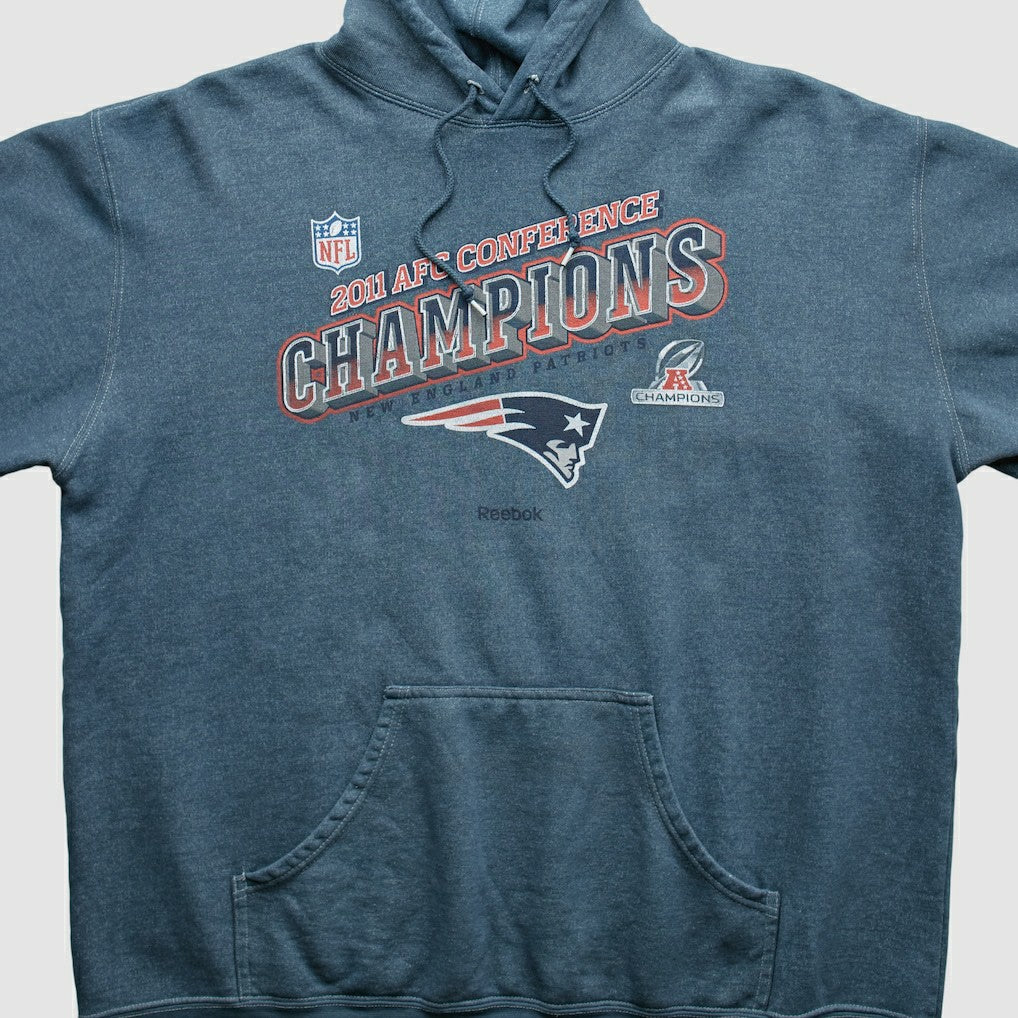 New England Patriots Reebok 2011 Hooded Pullover Sweatshirt - Blue Vintage discount