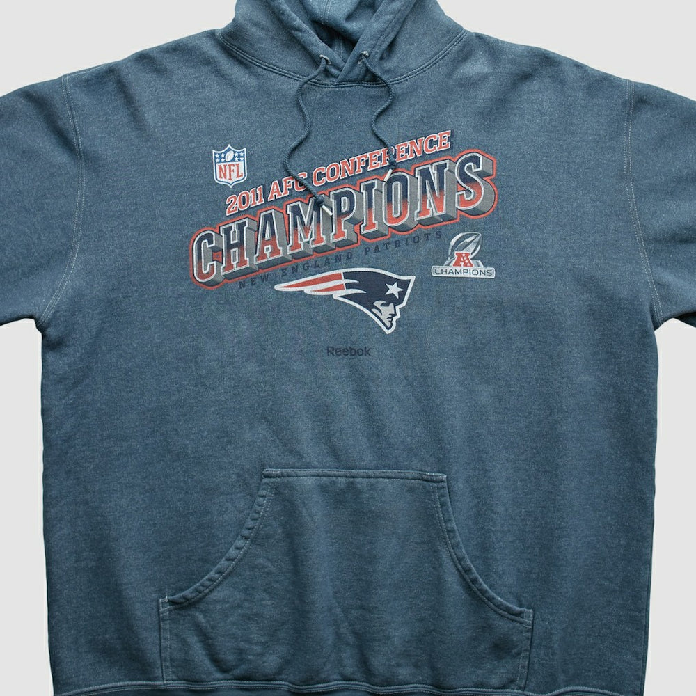 New England Patriots Reebok 2011 Hooded Pullover Sweatshirt - Blue Vintage discount