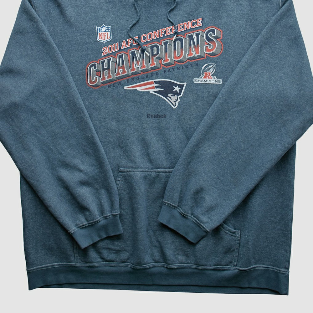 New England Patriots Reebok 2011 Hooded Pullover Sweatshirt - Blue Vintage discount