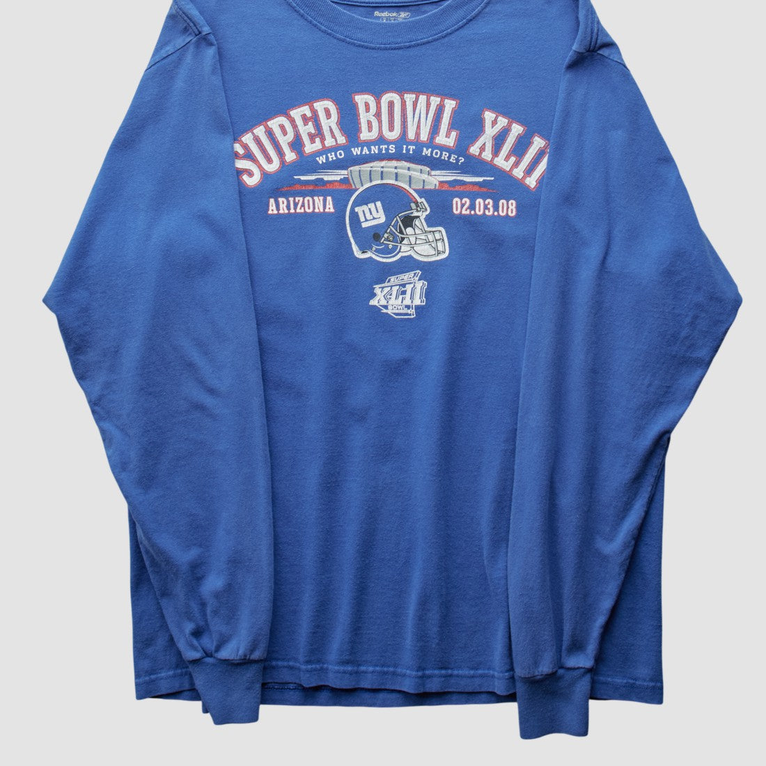 New York Giants Reebok 2008 Long Sleeve T-shirt - Blue Vintage outlet