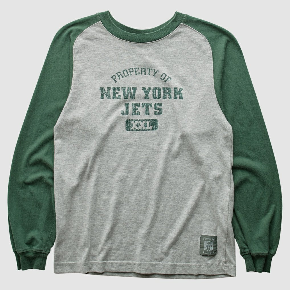 New York Jets Grid Iron 2000s Long Sleeve T-shirt - Gray Vintage cheap