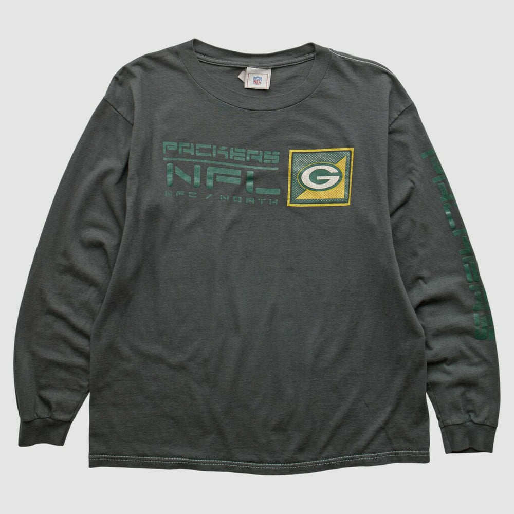 Green Bay Packers NFL 2000s Long Sleeve T-shirt - Charcoal Vintage sale