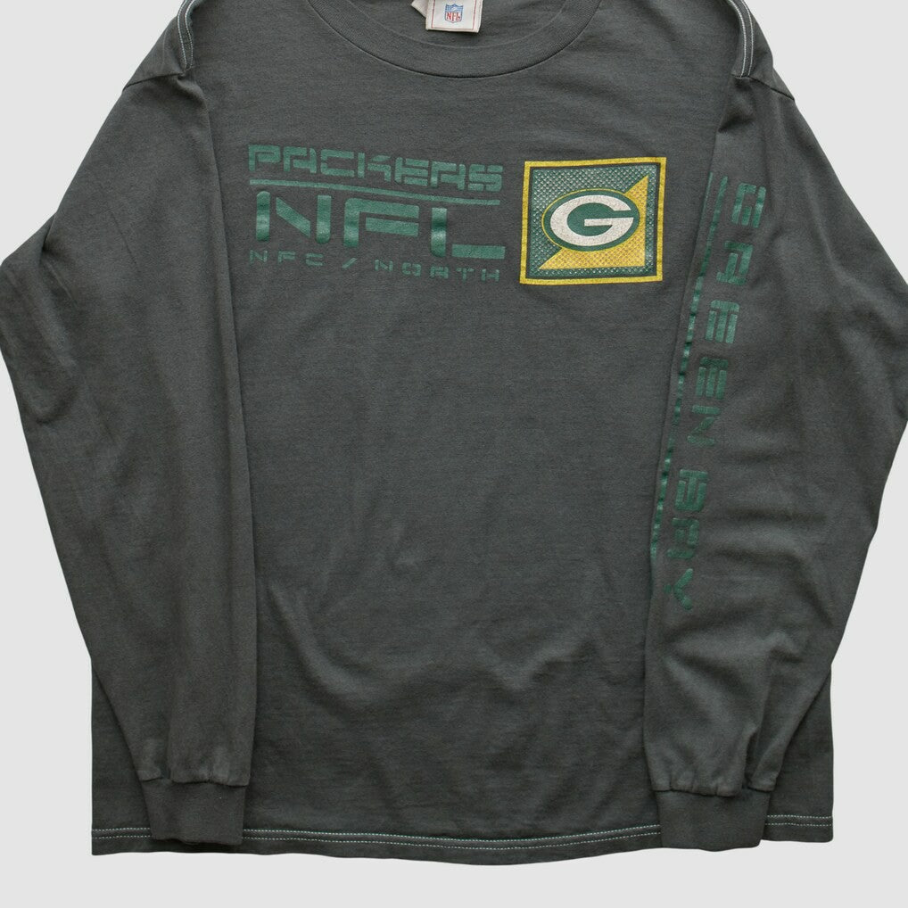 Green Bay Packers NFL 2000s Long Sleeve T-shirt - Charcoal Vintage sale