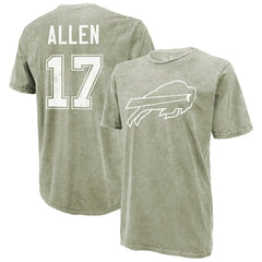 Josh Allen Buffalo Bills Majestic Threads Mineral Wash Name & Number T-Shirt - Moss Green for sale