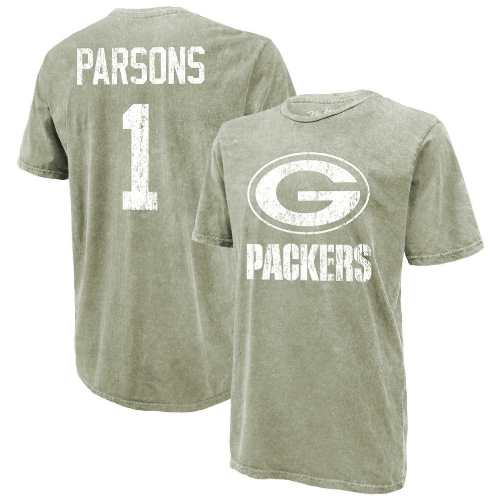Micah Parsons Green Bay Packers Majestic Threads Mineral Wash Name & Number T-Shirt - Moss Green online