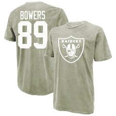 Brock Bowers Las Vegas Raiders Majestic Threads Mineral Wash Name & Number T-Shirt - Moss Green cheap
