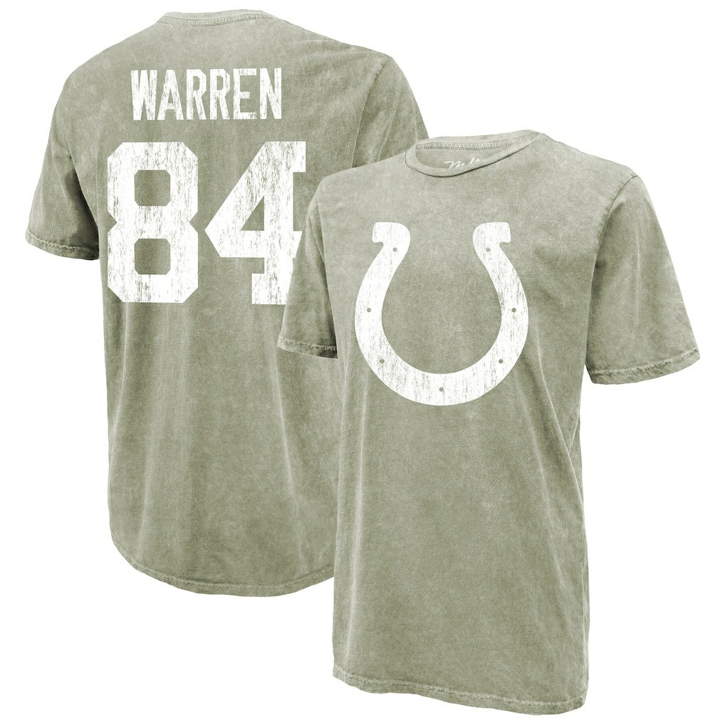 Tyler Warren Indianapolis Colts Majestic Threads Mineral Wash Name & Number T-Shirt - Moss Green for sale