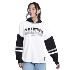 San Antonio Spurs G-III 4Her by Carl Banks Women's Key Player Oversized Hooded Long Sleeve T-Shirt - White/Black cheap