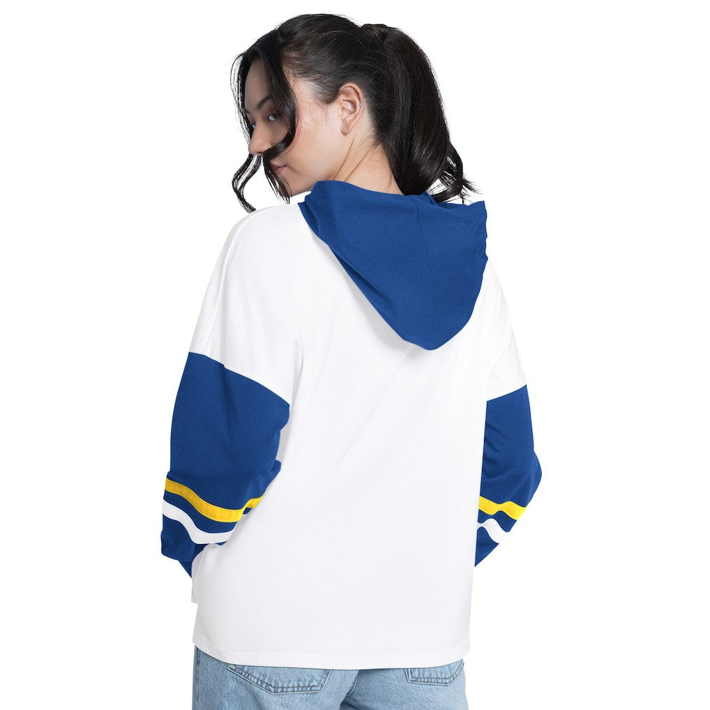 Golden State Warriors G-III 4Her by Carl Banks Women's Key Player Oversized Hooded Long Sleeve T-Shirt sale - White/Royal discount