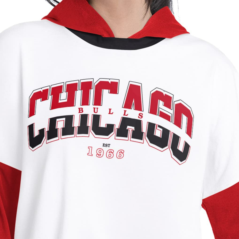 Chicago Bulls G-III 4Her by Carl Banks Women's Key Player Oversized Hooded Long Sleeve T-Shirt sale - White/Red shop