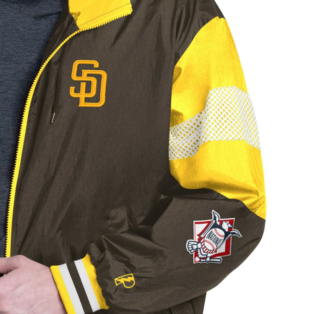 San Diego Padres Pro Player Legacy Lightweight Full-Zip Hooded Jacket Brown/Gold