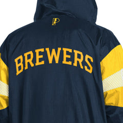 Milwaukee Brewers Pro Player Legacy Lightweight Full-Zip Hooded Jacket Navy/Gold