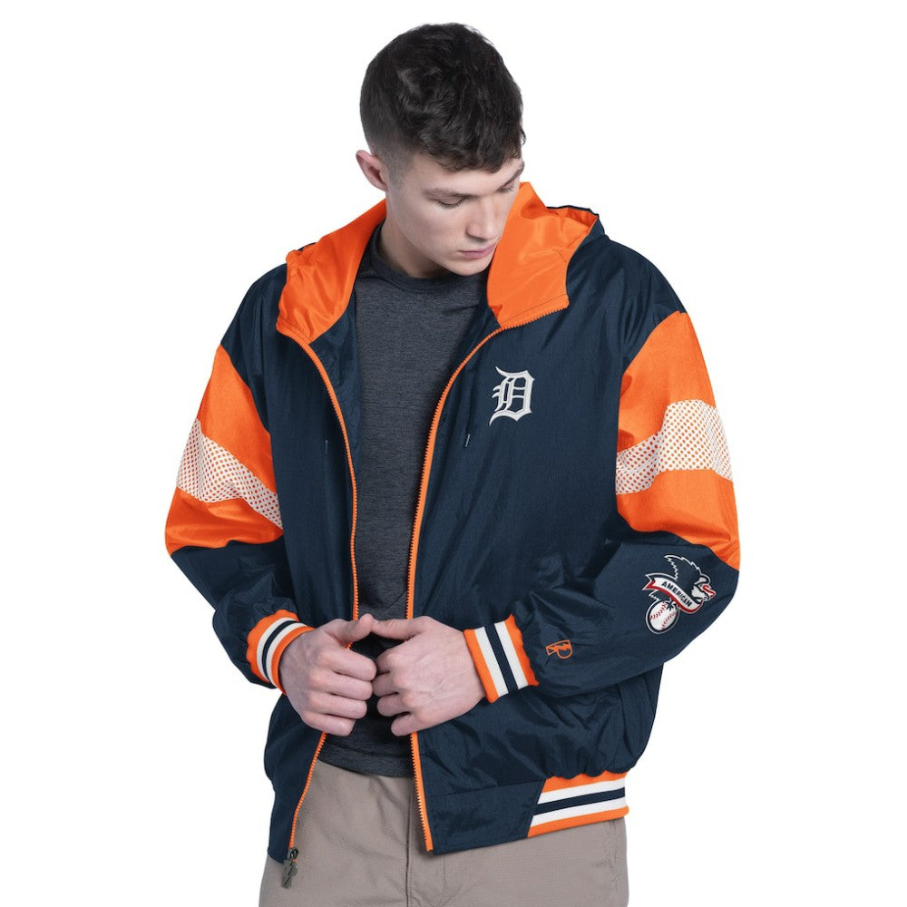 Detroit Tigers Pro Player Legacy Lightweight Full-Zip Hooded Jacket Navy/Orange