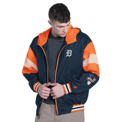 Detroit Tigers Pro Player Legacy Lightweight Full-Zip Hooded Jacket Navy/Orange