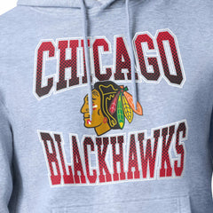 Chicago Blackhawks Starter Comic Style Team Graphic Hoodie - Gray Hoodies