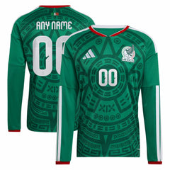 Mexico National Team 2026 Home Replica Long Sleeve Custom Jersey - Green cheap