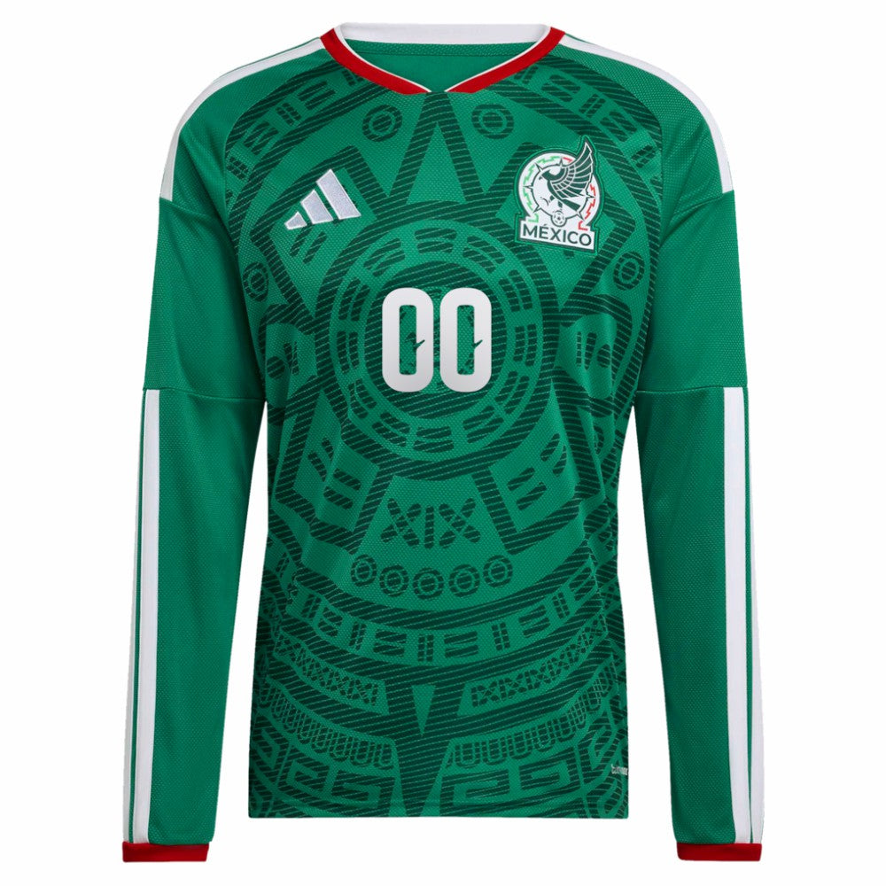 Mexico National Team 2026 Home Replica Long Sleeve Custom Jersey - Green cheap