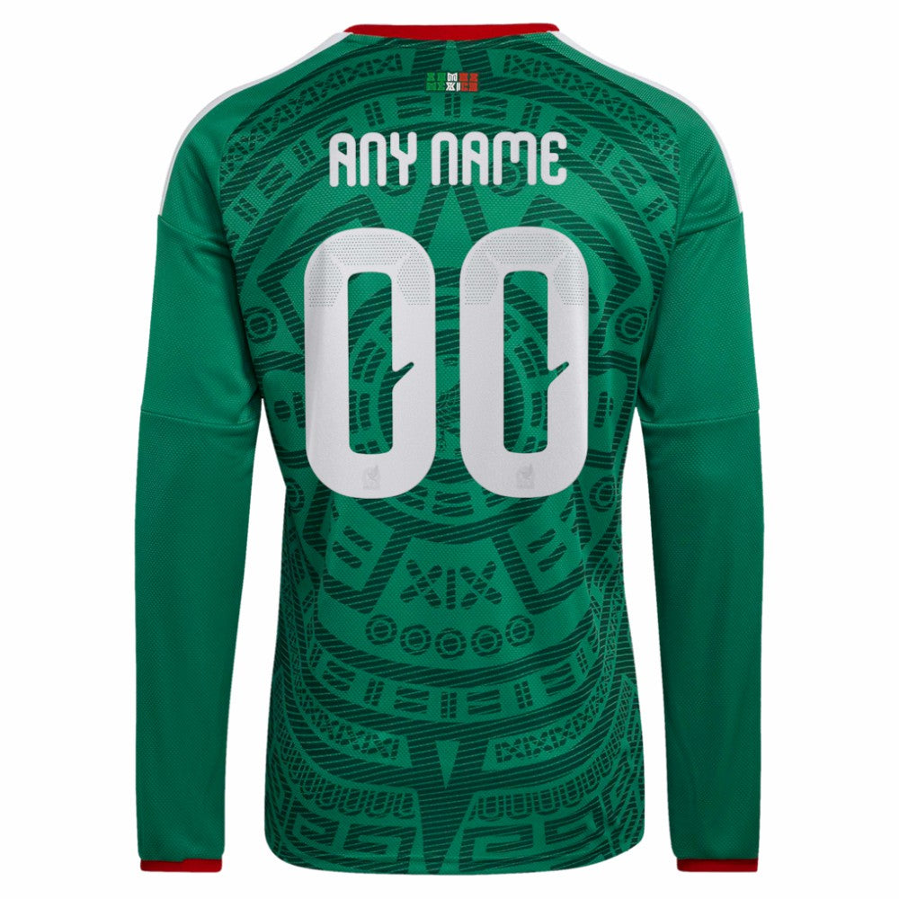 Mexico National Team 2026 Home Replica Long Sleeve Custom Jersey - Green cheap