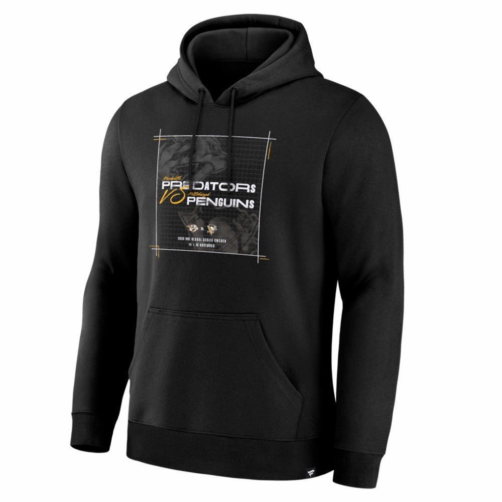 Nashville Predators vs. Pittsburgh Penguins 2025 NHL Global Series Matchup Legacy Hoodie - Black Hoodies