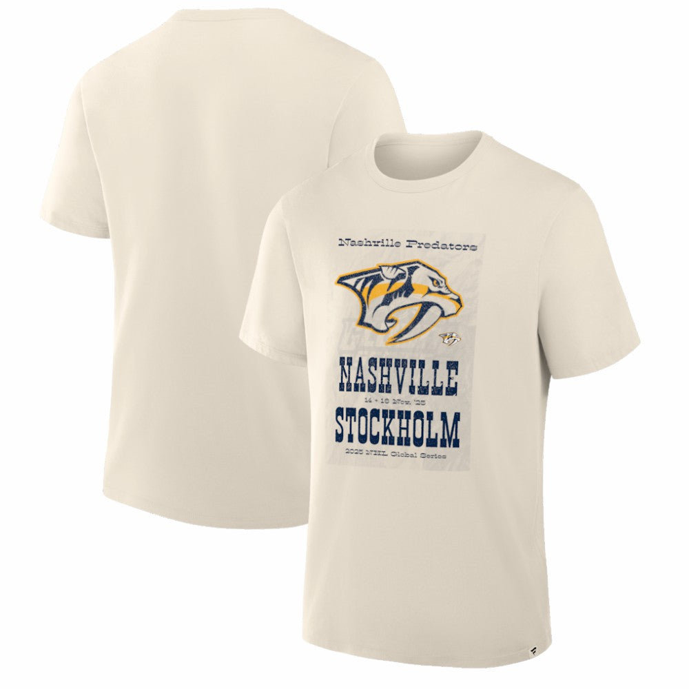Nashville Predators 2025 NHL Global Series Hometown To Stockholm Legacy T-Shirt - Cream T-shirts