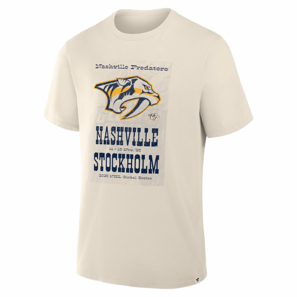 Nashville Predators 2025 NHL Global Series Hometown To Stockholm Legacy T-Shirt - Cream T-shirts