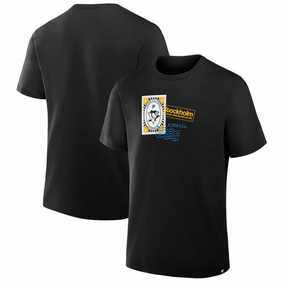 Pittsburgh Penguins 2025 NHL Global Series Hometown To Stockholm Legacy T-Shirt - Black T-shirts