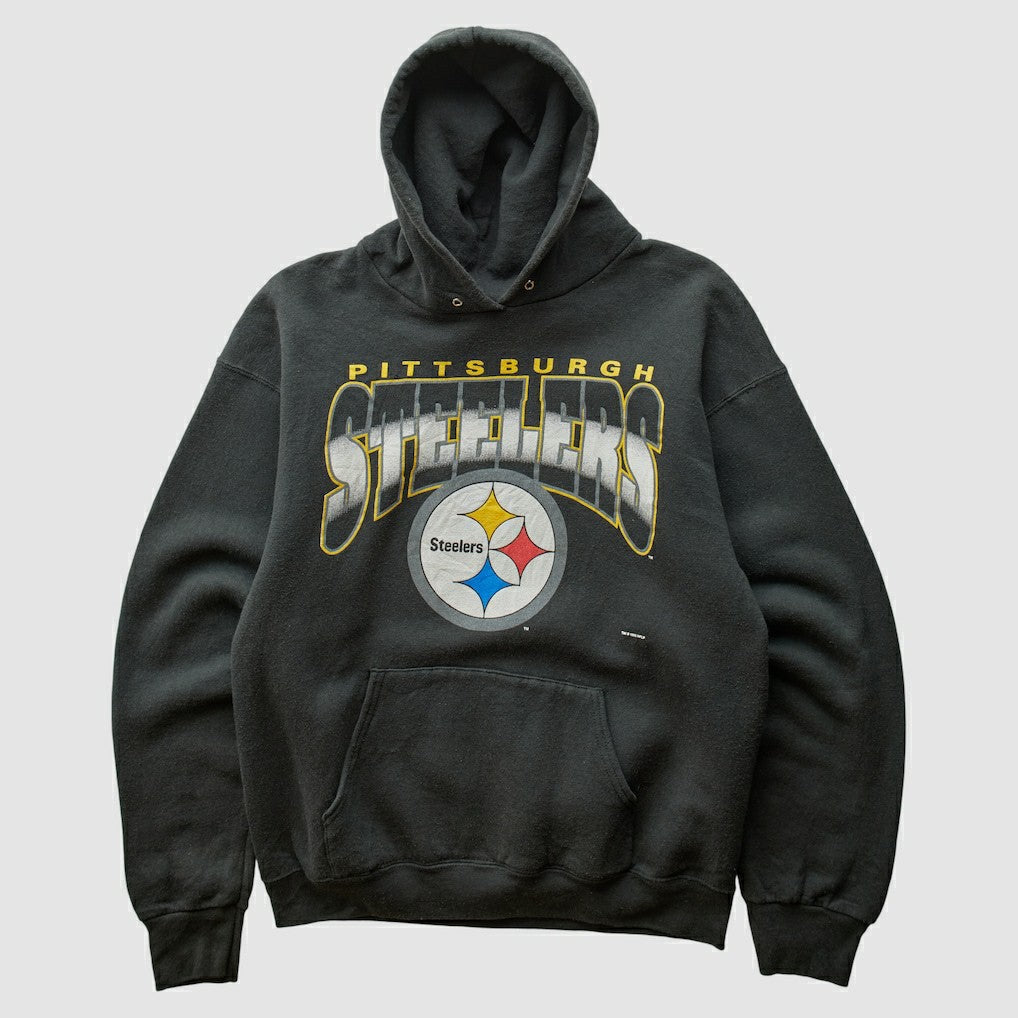 Pittsburgh Steelers 90s Hooded Pullover Sweatshirt - Black Vintage on sale