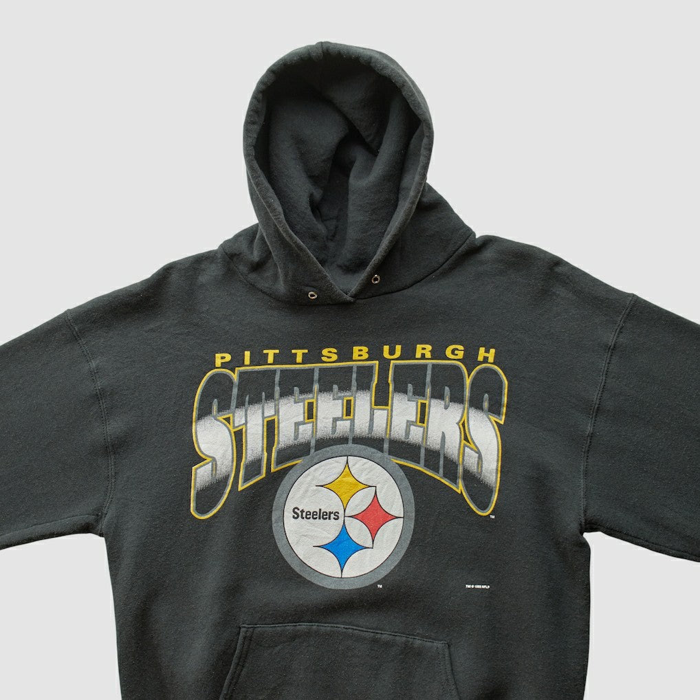 Pittsburgh Steelers 90s Hooded Pullover Sweatshirt - Black Vintage on sale