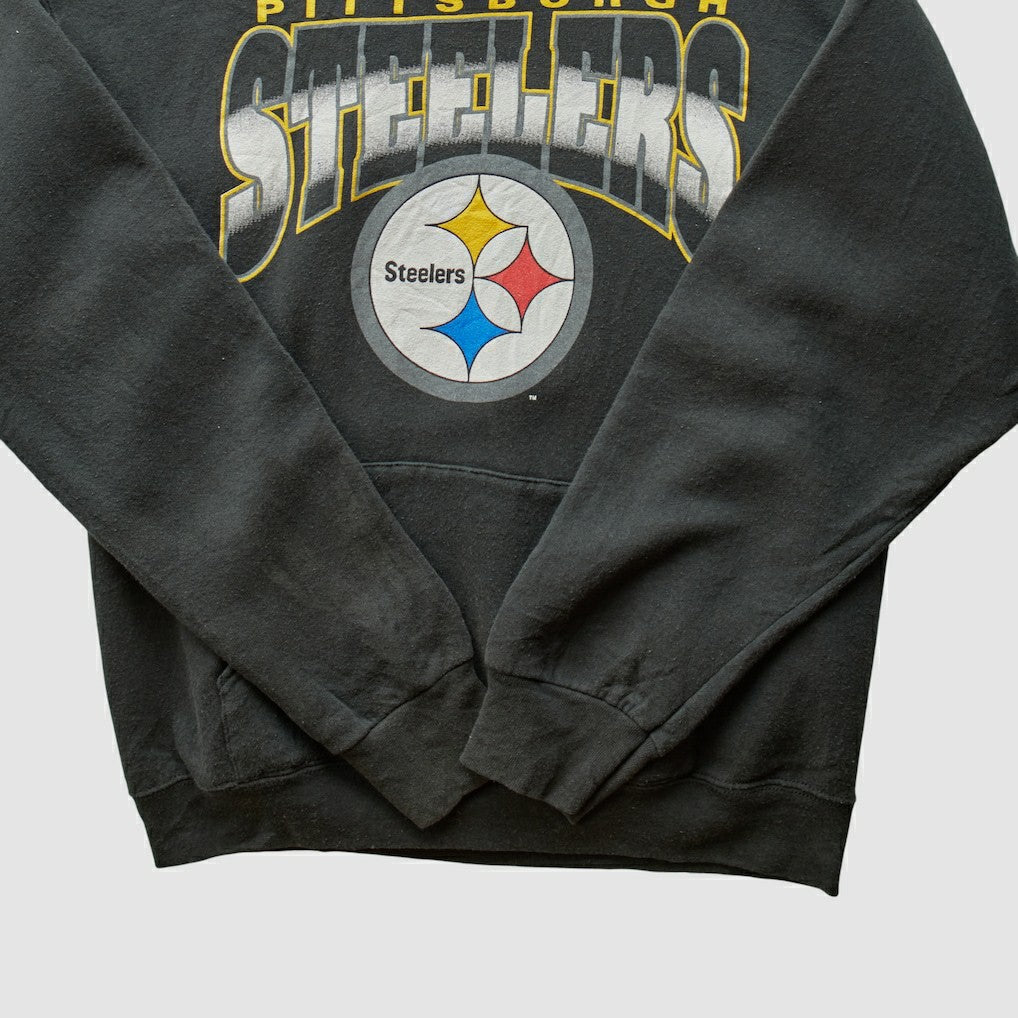 Pittsburgh Steelers 90s Hooded Pullover Sweatshirt - Black Vintage on sale