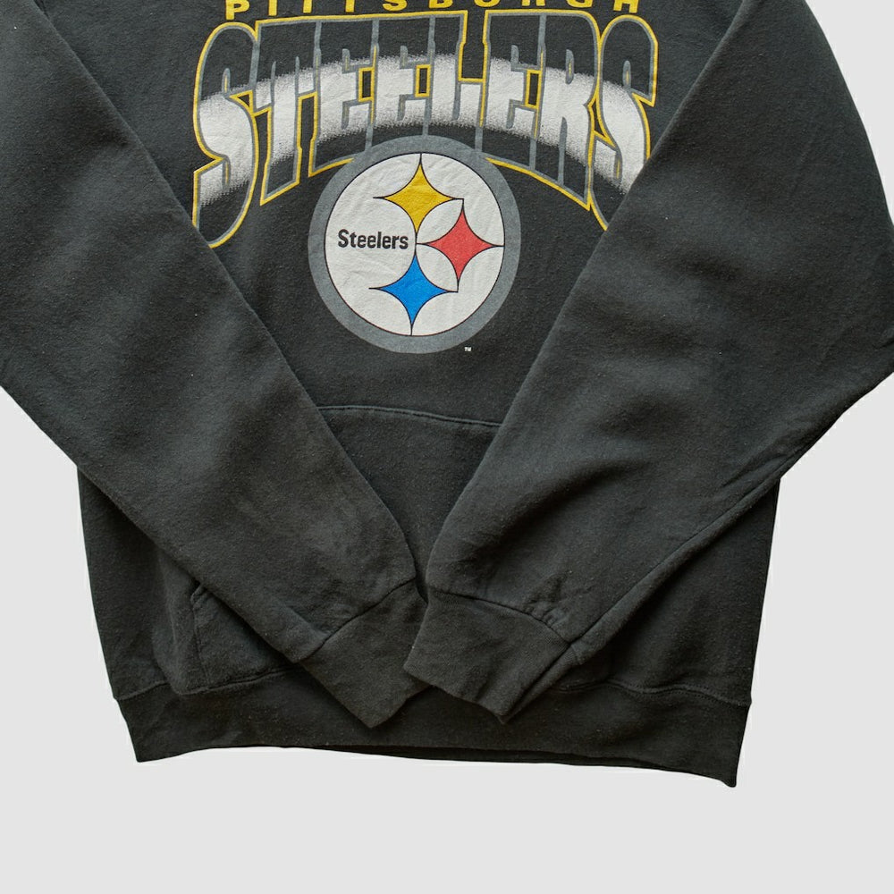 Pittsburgh Steelers 90s Hooded Pullover Sweatshirt - Black Vintage on sale