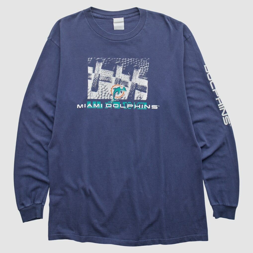 Miami Dolphins 2000s Long Sleeve T-shirt - Navy Vintage on sale