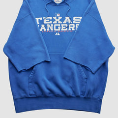 Texas Rangers Majestic 2000s Hooded Pullover Sweatshirt Blue Vintage