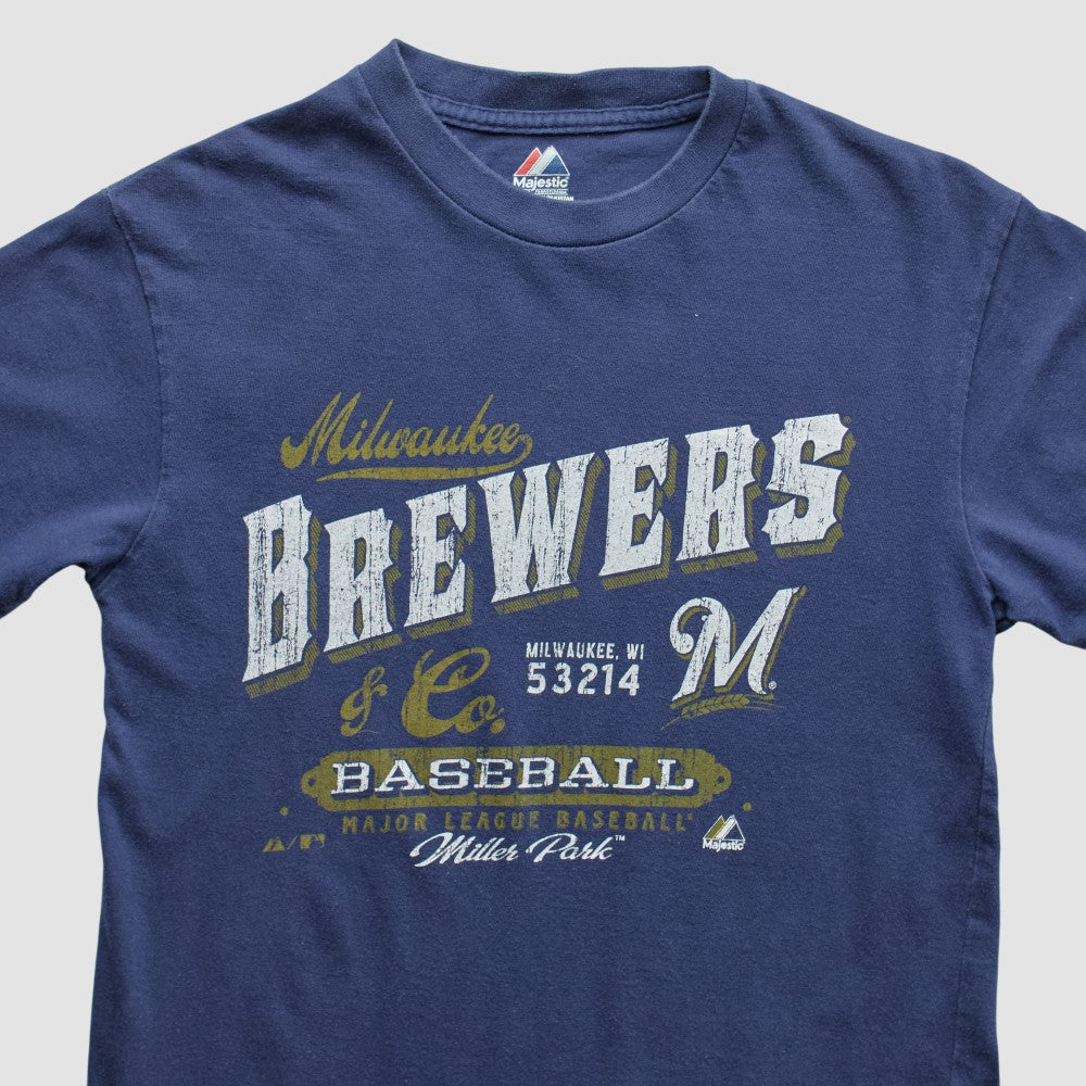 Milwaukee Brewers Majestic 2010s T-shirt Navy Vintage