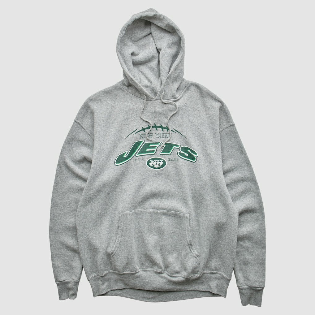 New York Jets NFL 2000s Hooded Pullover Sweatshirt - Heather Gray Vintage for sale