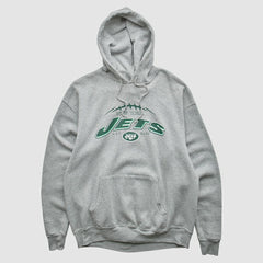 New York Jets NFL 2000s Hooded Pullover Sweatshirt - Heather Gray Vintage for sale