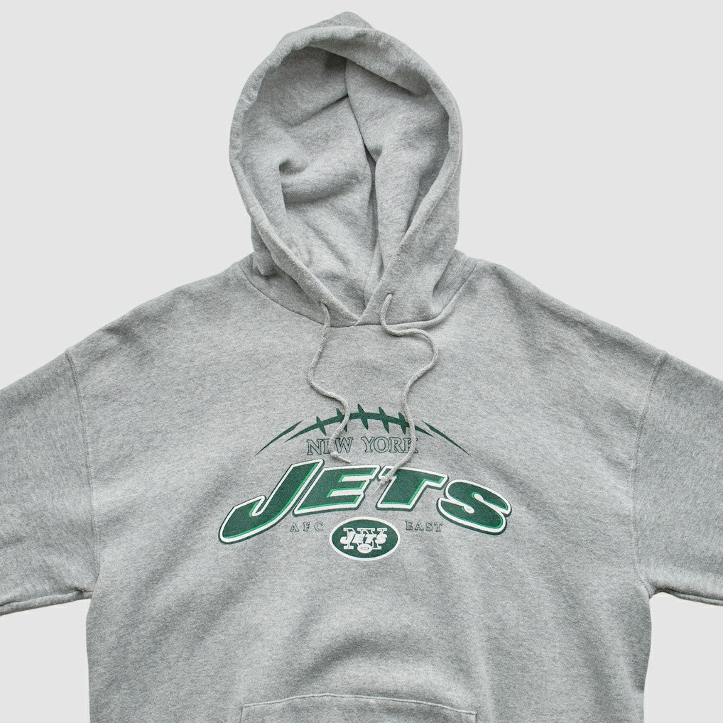 New York Jets NFL 2000s Hooded Pullover Sweatshirt - Heather Gray Vintage for sale