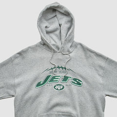 New York Jets NFL 2000s Hooded Pullover Sweatshirt - Heather Gray Vintage for sale