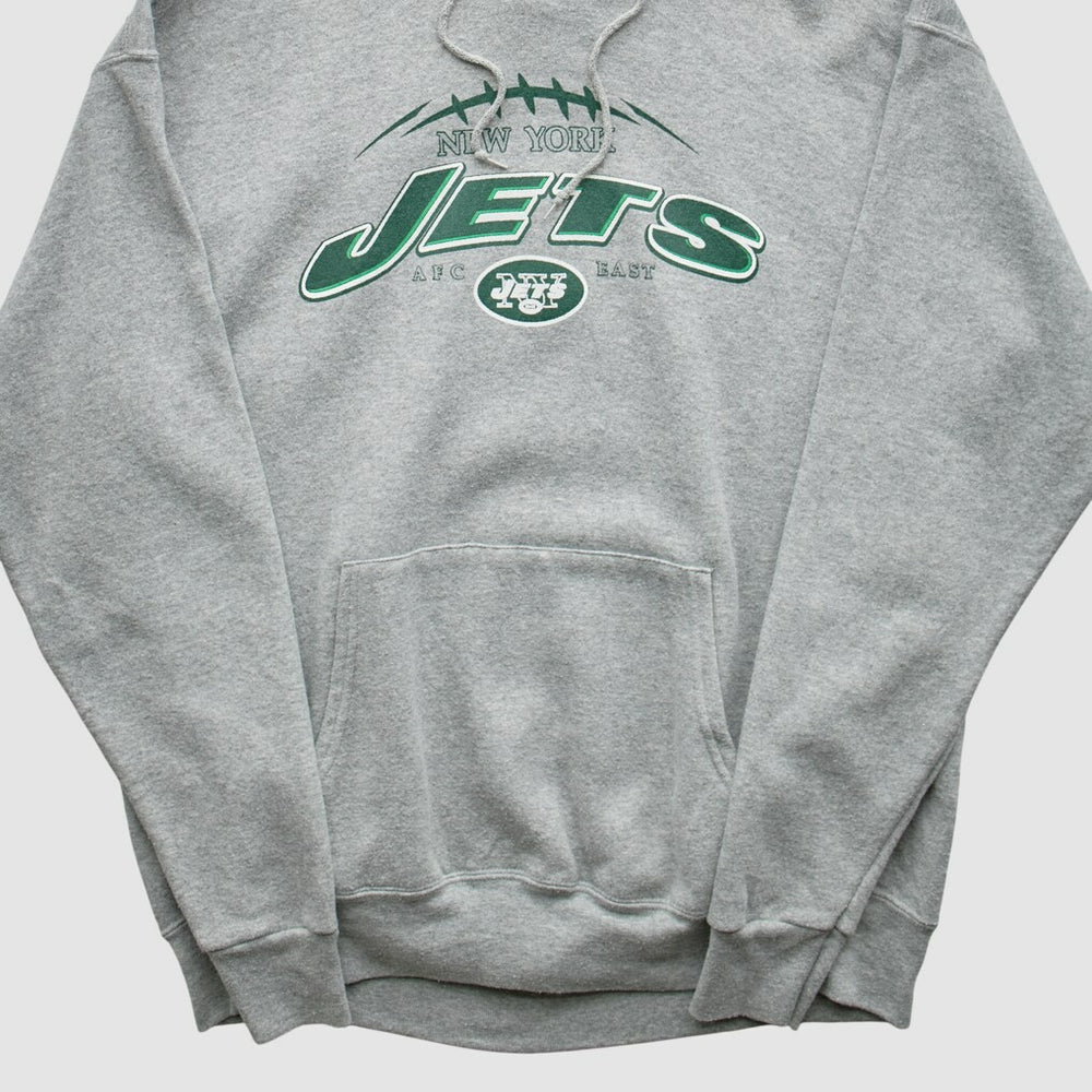 New York Jets NFL 2000s Hooded Pullover Sweatshirt - Heather Gray Vintage for sale