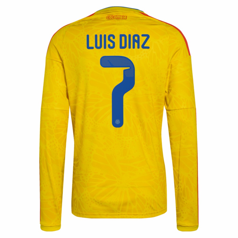 Luis Diaz Colombia National Team 2026 Home Replica Long Sleeve Jersey - Yellow for sale