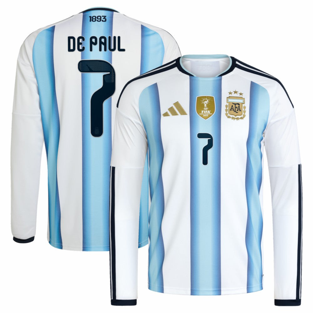 Rodrigo De Paul Argentina National Team 2026 Home Replica Long Sleeve Jersey - White online
