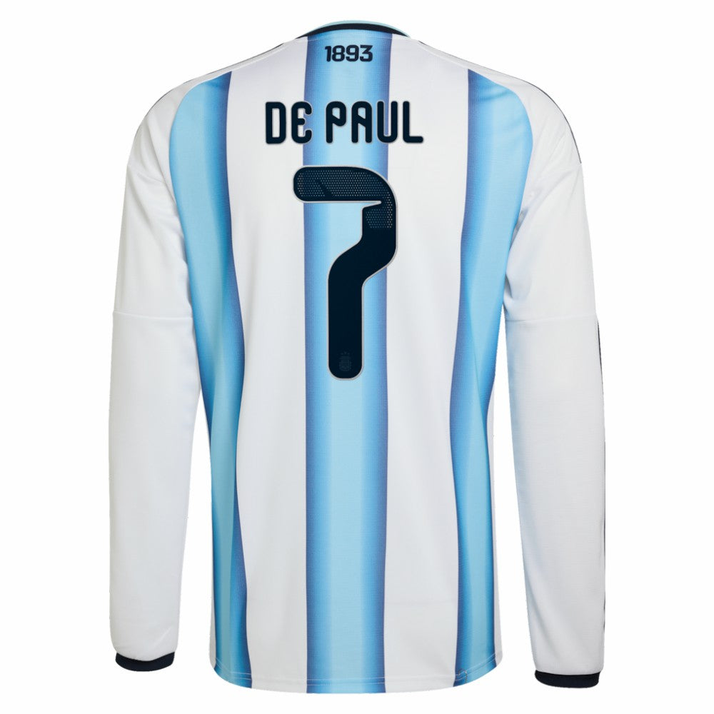 Rodrigo De Paul Argentina National Team 2026 Home Replica Long Sleeve Jersey - White online