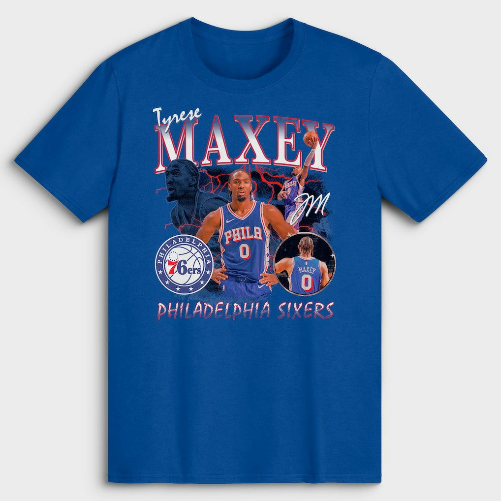 Tyrese Maxey Philadelphia 76ers Player Collage T-Shirt - Royal cheap