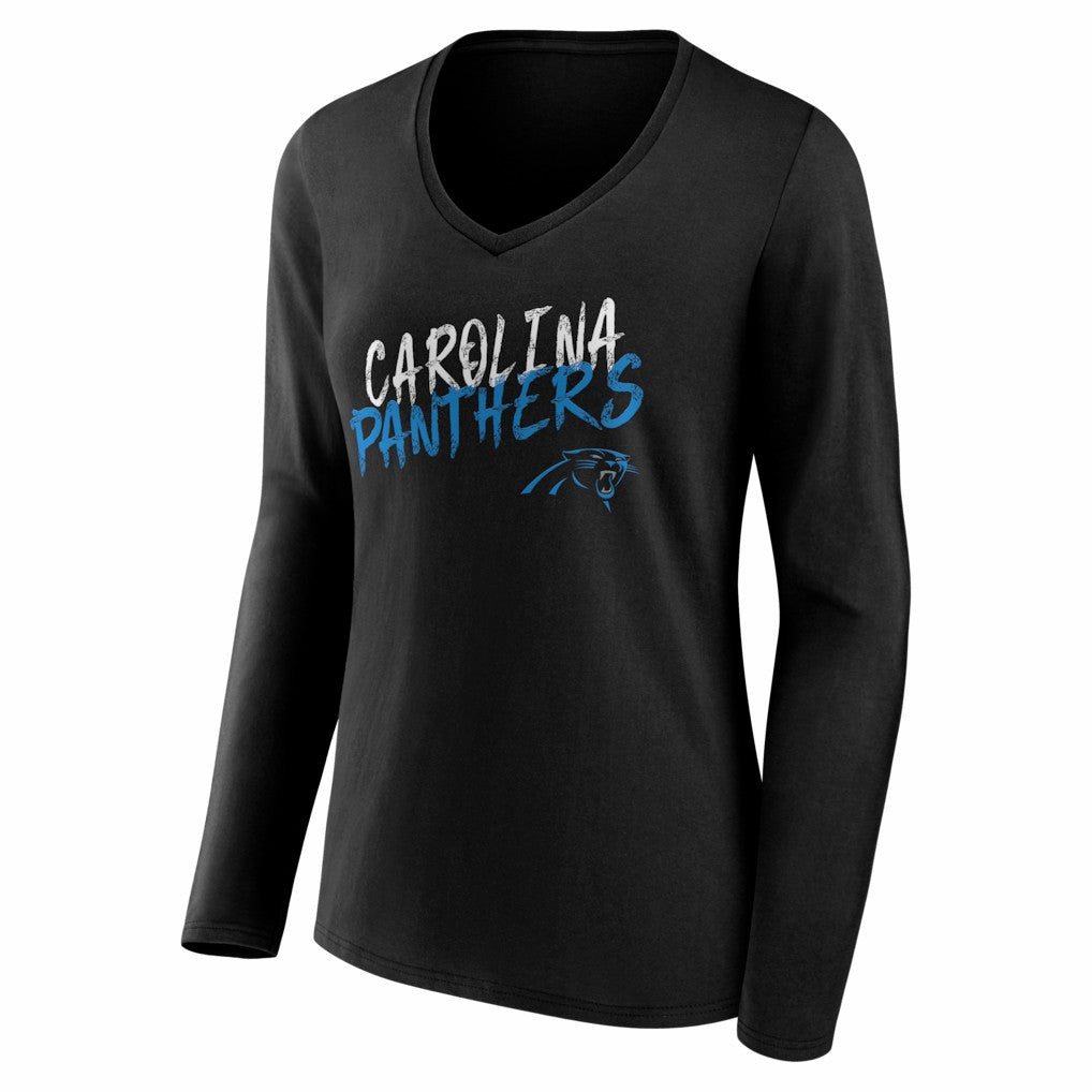 Carolina Panthers Women's Hustle Long Sleeve V-Neck T-Shirt - Black discount