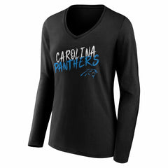 Carolina Panthers Women's Hustle Long Sleeve V-Neck T-Shirt - Black discount